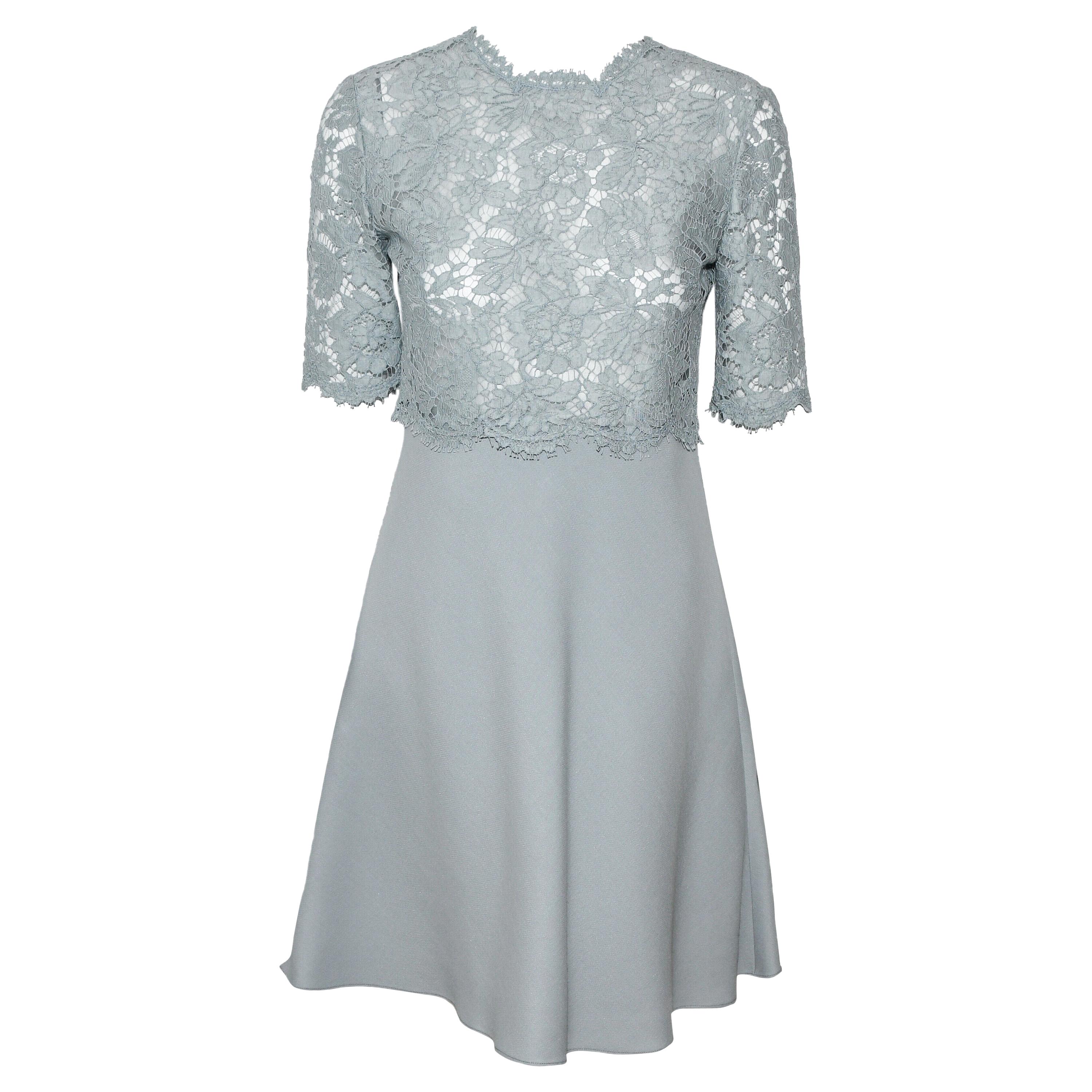 Partial Lace Short Sleeve Short Dress ...